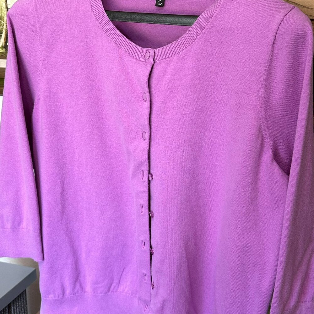 Talbots Cardigan Sweater Lilac Color Cardigan Size 2X (ARL510)